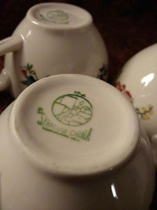 3 Vintage SYRACUSE CHINA Restaurant Ware Diner Coffee Cups Floral USA 4