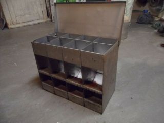 Vintage Industrial Metal Cabinet / Box with hinged lid / Storage Organizer Bins 2