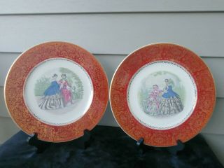 2 Vintage Century By Salem Victorian Women Plates