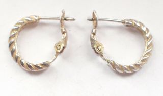Vintage Fine 925 Sterling Silver Round Hoop Earring Simple Twisted Retro 4g