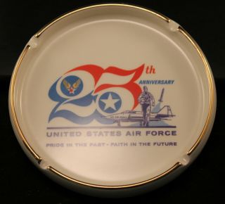Vintage Cigarette Ashtray United States Air Force 25th Anniversary Usaf Military