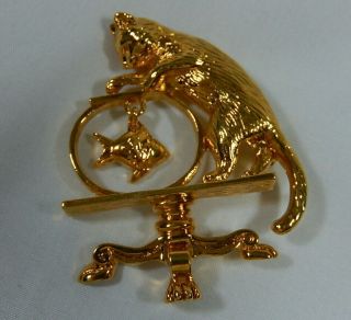 Vtg Cat Playing With Articulated Fish In Fish Bowl Gt Brooch Pin By Avon Evc