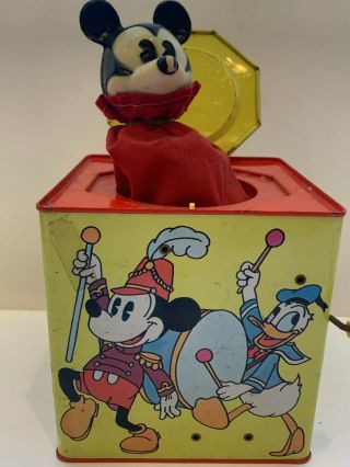 Vintage Mickey Mouse Jack In The Box Carnival Toys Walt Disney Productions