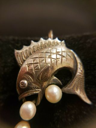 Vintage Sterling Silver Fish Screw Back Earrings 5