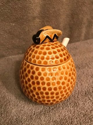 Vintage Bee Hive Honey Pot Jar Ceramic Made In Portugal