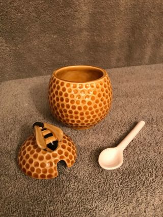 Vintage Bee Hive Honey Pot Jar Ceramic Made in Portugal 3
