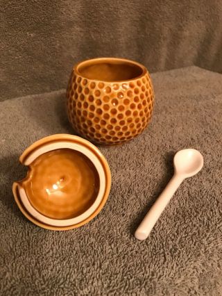 Vintage Bee Hive Honey Pot Jar Ceramic Made in Portugal 5