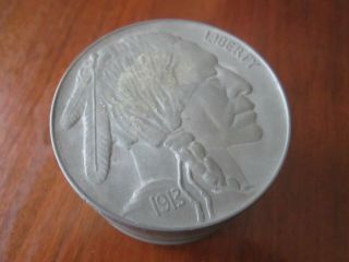 Vintage 1975 Patent Pending - Indian Head Buffalo Nickel 1913 - Metal Coin Bank