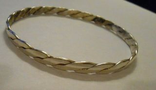 Vintage Sterling Silver Bangle Bracelet 7 - 3/4 " Wrist.  925 13 Grams (1)