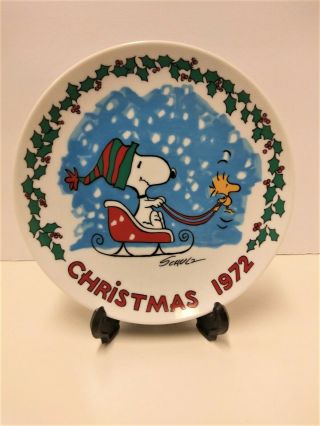 Snoopy Peanuts Charlie Brown Schmid Vintage Porcelain Christmas Plate 1972