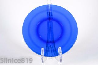 Vintage Cobalt Blue Glass Salad Plates 8 1/4 " Set Of 6