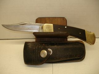 Vintage Buck 110 Folding Knife And Sheath.  