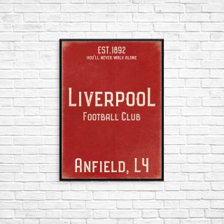 Anfield Liverpool Fc Red A4 Picture Art Poster Retro Vintage Style Print