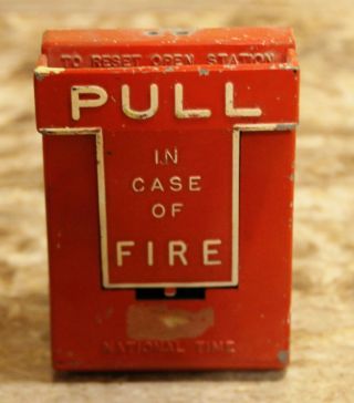 Vintage National Time Alarms Fire Alarm Wall Mount Pull Station,