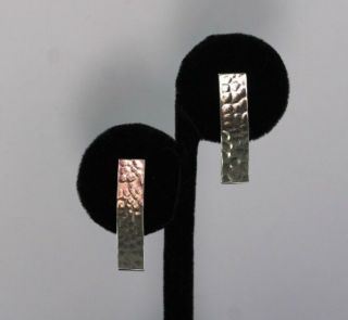 Vintage Mid Century Modernist Hand Wrought Hammered Sterling Silver Earrings