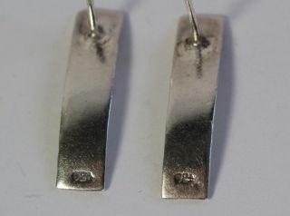 Vintage Mid Century Modernist Hand Wrought Hammered Sterling Silver Earrings 3