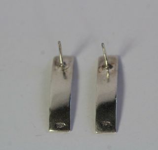 Vintage Mid Century Modernist Hand Wrought Hammered Sterling Silver Earrings 4