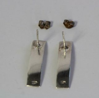 Vintage Mid Century Modernist Hand Wrought Hammered Sterling Silver Earrings 5