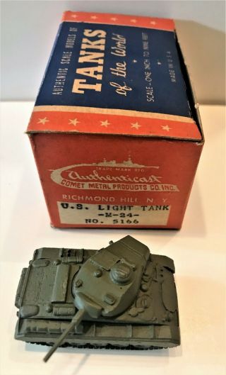 VINTAGE WW II Cast Iron AUTHENTICAST US Army M - 24 Tank General Chaffe 5166 MIB 2