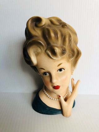 Ardco Dallas Lg 7 " Lady Head Vase Japan Vtg Headvase Perfect Hand