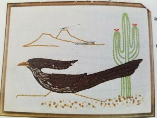 Vintage Roadrunner Needlepoint Canvas By Designs Of The Southwest Cactus Np110
