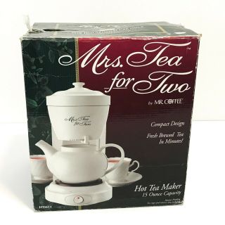 Vintage Mrs Tea For Two X Mr Coffee Hot Drink Maker 15 Oz Electric W/ Orig Box