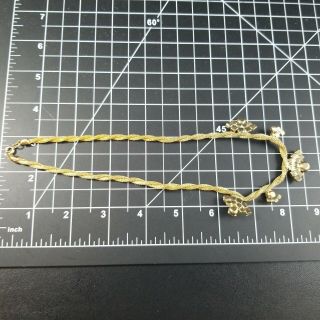 Vintage Gold Tone Rhinestone Mid Century Twisted Chain Necklace U52 4