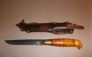 Vintage Frost Mora Sweden Leather Sheath Knife 5 1/4 " Blade