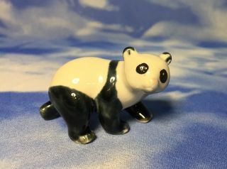 Htf Adorable Vintage 1 " Mudman Clay Pottery Panda Bear Walking Figurine China