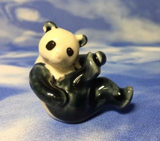 Htf Adorable Vintage 1 " Mudman Clay Pottery Panda Yoga Stretching Figurine China