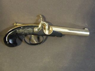 Vintage Black And Gold Tone Flintlock Pistol Gun Cigarette Lighter