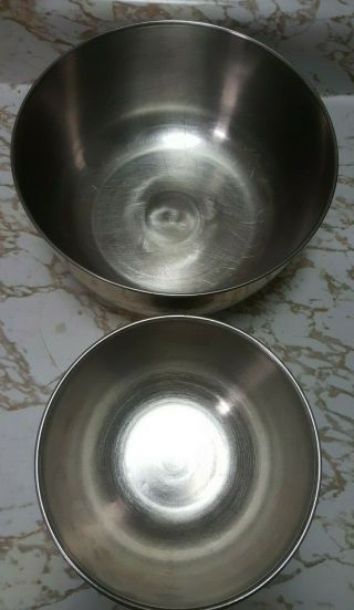 2 Vintage Sunbeam Mixmaster 12 - Speed Model 12c Stainless Steel Mixing Bowls Only