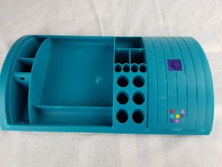 Caboodles 2611 Cosmetic Tray Vintage Teal Around Vanity Organizer Makeup Lips
