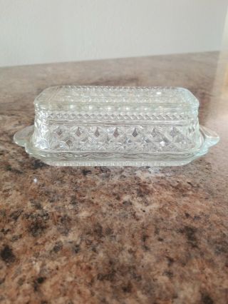 Vintage Clear Pressed Glass Wexford Covered Butter Dish Anchor Hocking