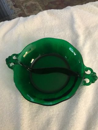 Vintage Green Depression Glass Divided Relish / Serving Bowl / Dish