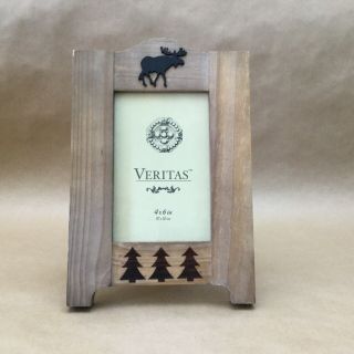 Vintage Moose Wood Picture Frame By Veritas 4 " X 6 " Photo Size
