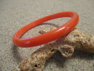 1/4 " Vintage Bakelite Bracelet Bright Marbled Bright Orange & Cream Colors