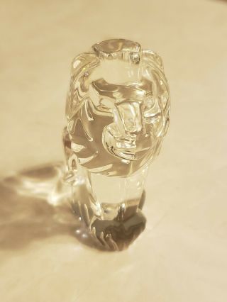 Vintage Steuben Crystal Seated Lion Paperweight Hand Cooler