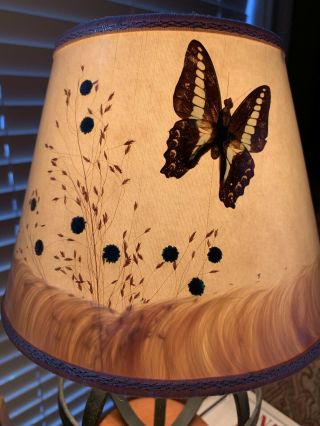 Vintage Van Briggle Table Lamp Shade Dried Flowers Butterfly Mid Century 60s 70s