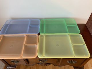 (4) Vintage Tupperware Divided Tv Lunch Trays Picnic Camping Crafts