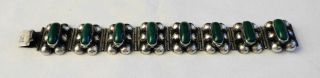 Vintage Mexico Sterling Silver & Green Stone Cabochons Bracelet 36 grams 4