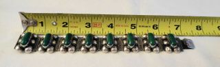 Vintage Mexico Sterling Silver & Green Stone Cabochons Bracelet 36 grams 8