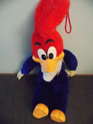 Red Blue & White Woody Woodpecker Vintage Plush With Plastic Beak And Feet