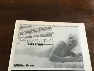1982 Vintage 5x8 Book Promo Print Ad For Last Sitting Bert Stern Marilyn Monroe