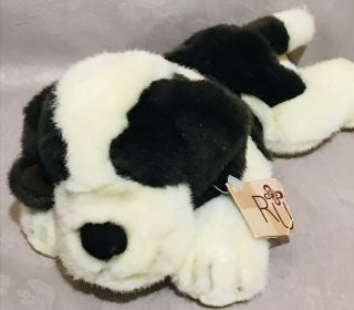 Russ Berrie Brown White St Bernard Puppy Dog Gaucho Beanbag Plush 9 " Vintage Tag