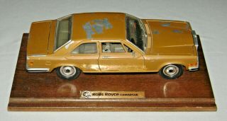 Vintage 1975 Rolls Royce Camargue Die Cast Model On Wood Display Stand By Burago