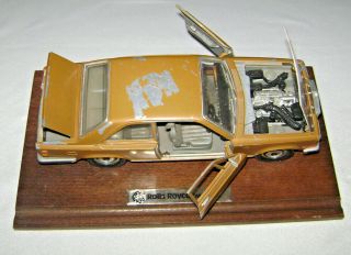 Vintage 1975 Rolls Royce Camargue Die Cast Model On Wood Display Stand by Burago 2