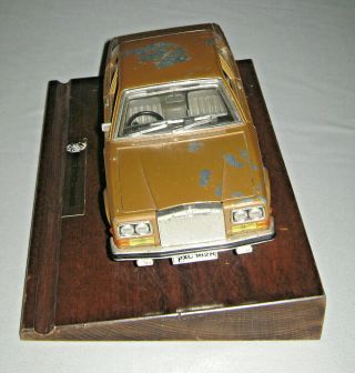 Vintage 1975 Rolls Royce Camargue Die Cast Model On Wood Display Stand by Burago 3