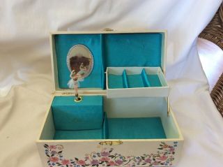 Vintage Ballerina Music Box,  Wind - Up Musical Jewelry Box,  Floral