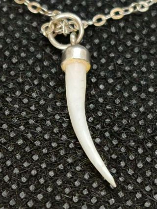 Vintage Silver 925 Tooth Pendant & Chain